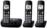 Panasonic KX-TGD223B DECT 6.0 3 Handset Cordless Telephone, Black -Talking Caller ID; Answering System; 3-way Conference; Up to 6 Handsets