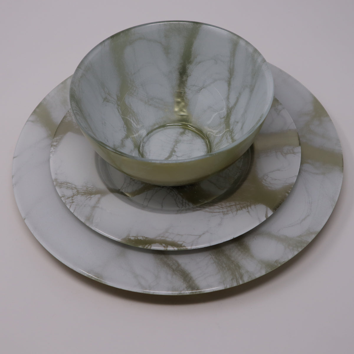 Classic Touch White Marble Dinnerware, 12 Piece Set