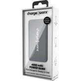 Chargeworx 4000 mAh Pre-Charged & Ready to Use Power Bank, Silver