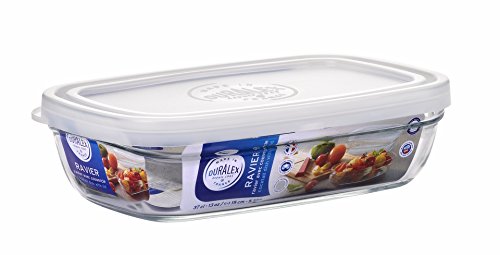 Duralex 13 Oz Ravier Glass Container Dish with Clear Frosted Lid - dishwasher, refrigerator and microwave safe