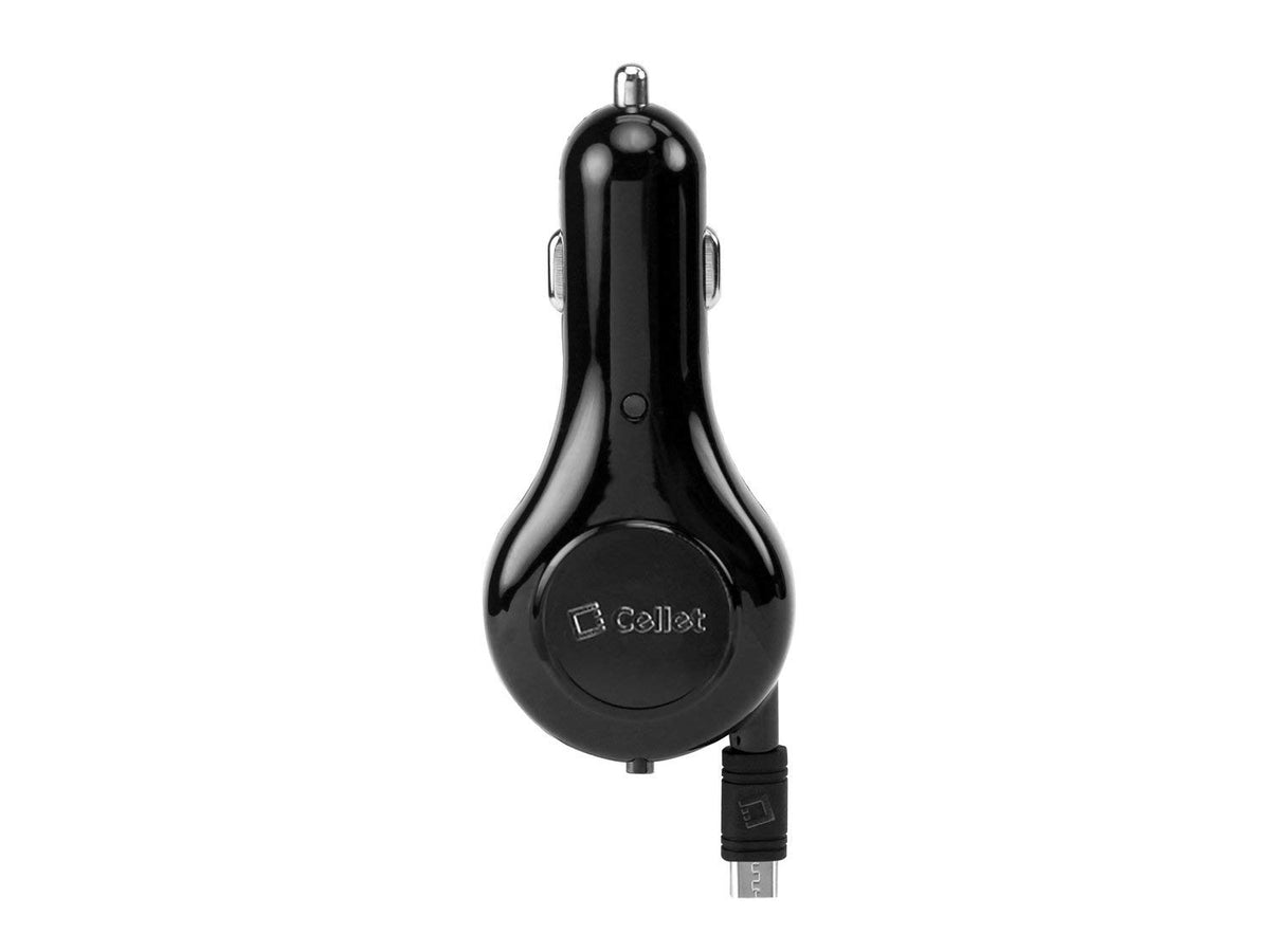 Cellet PMICROR21 10W (2.1 Amp) Retractable Micro USB Car Charger, Black