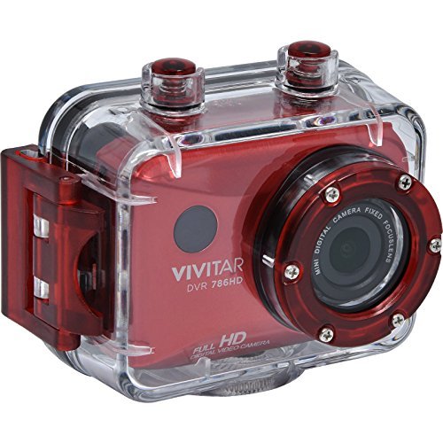 Vivitar DVR786HD Red 12.1MP Full HD Waterproof Action Camera 4x Zoom, Timer, Mic, No Speeaker Uses MSD card