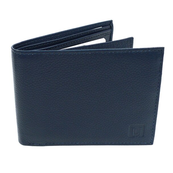 Selini RFID Genuine Leather Bi-Fold Wallet - Navy Blue