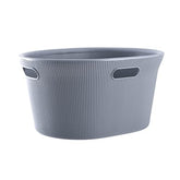Superio Decorative Plastic Laundry Basket with Cut-Out Handles, Grey