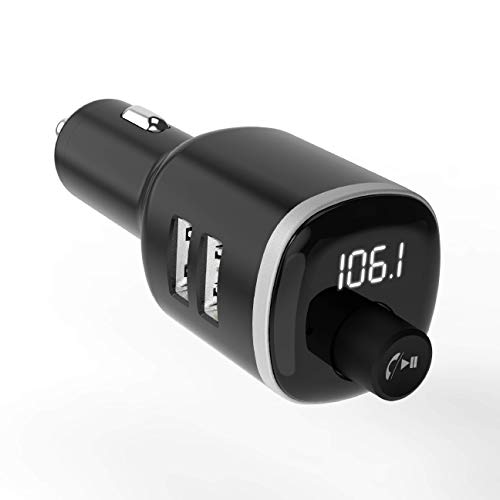 SCOSCHE Universal Bluetooth Handsfree Car Kit with FM Transmitter and Dual USB Ports, Black