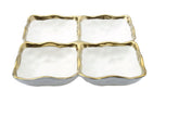 Classic Touch White Porcelain 4 Sectional Dip Relish Candy Dish With Gold Rim