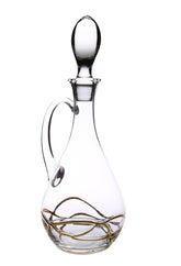 Classic Touch Wine Decanter with 14K Gold Swirl Design- With Handle and  Lid