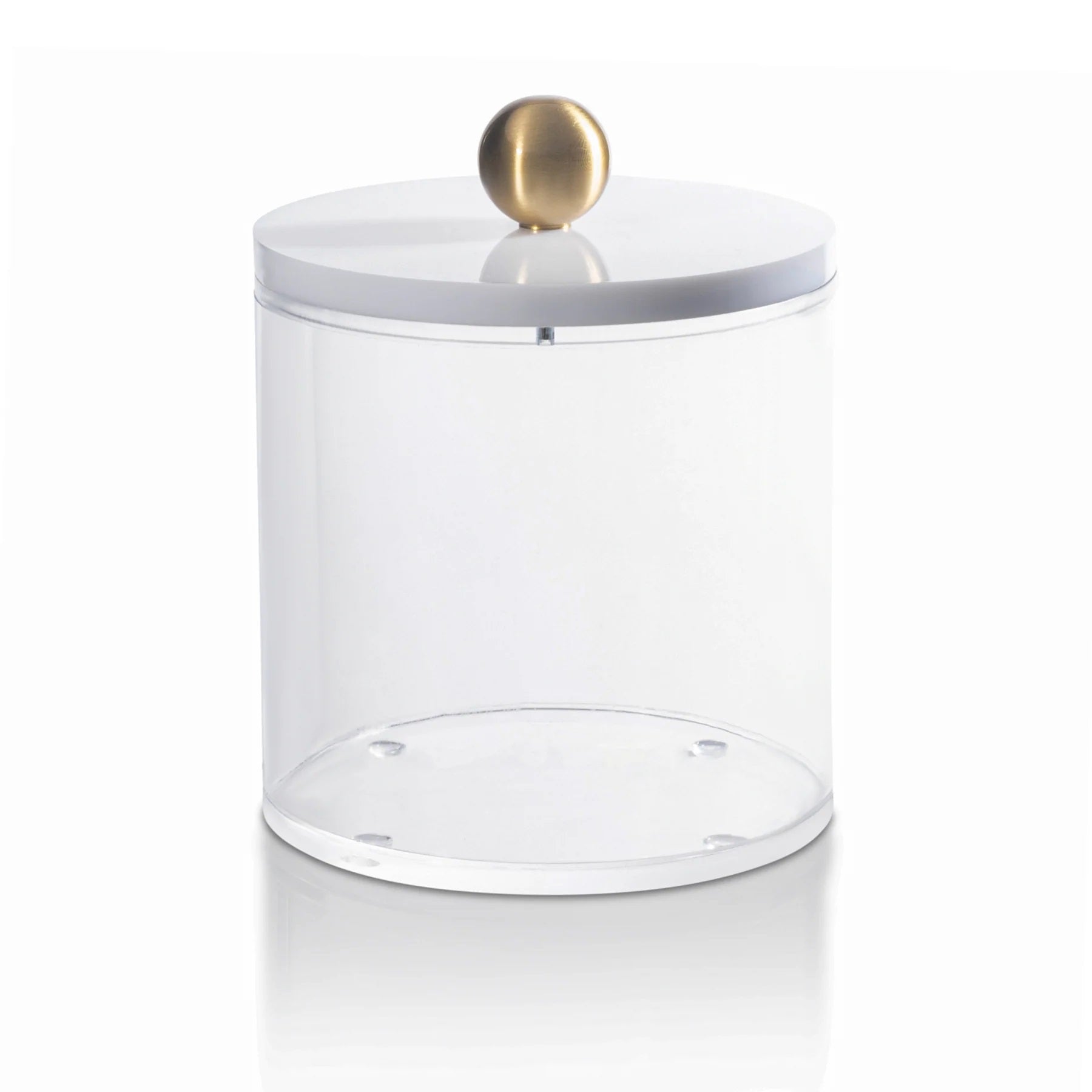 Waterdale Lucite Canister, White and Gold Knob Lid, Magnetic Closure - Assorted Sizes
