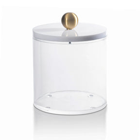 Waterdale Lucite Canister, White and Gold Knob Lid, Magnetic Closure - Assorted Sizes
