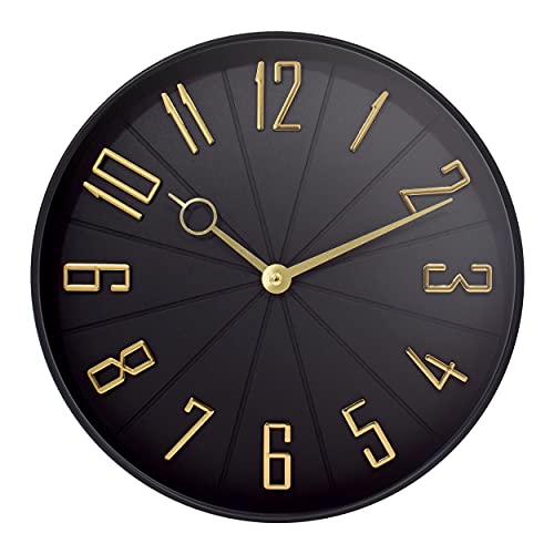 Westclox Modern Dial with Raised Numbers Wall Clock, Black