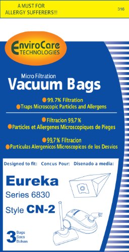 Envirocare Series 6830 Eureka CN-2 Microfiltration Vacuum Bags work for titan , 3 Pack VACBAG TYPECN2