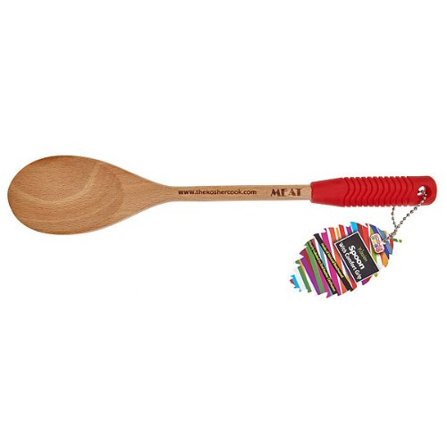The Kosher Cook Deluxe Wood Spoon, Red/Meat
