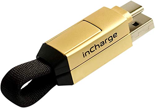 inCharge 6 - The Six-in-One Cable, Magnetic Portable Keyring, Saturn Gold