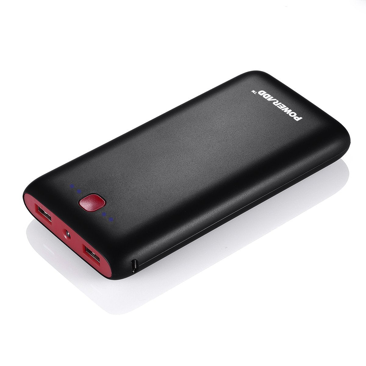 Poweradd Pilot X7 20000mAh Power Bank (Dual USB Port, 3.1A Total) External Portable Charger Battery Pack with LED Flashlight, Black+Red BATTPACK