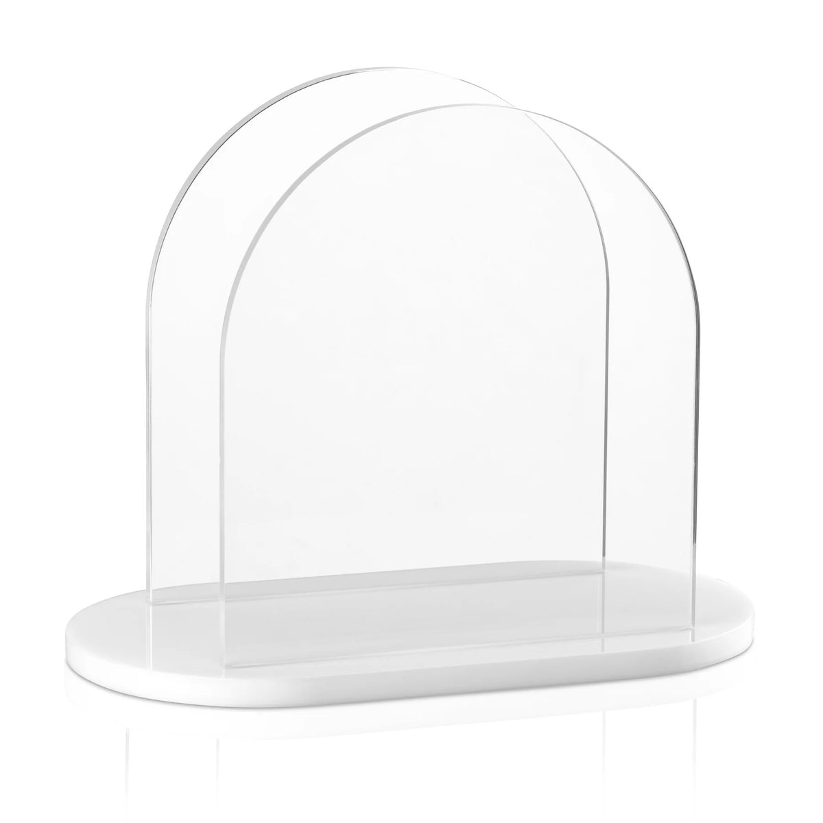 Waterdale U Shaped Clear Lucite Napkin Holder, White Base