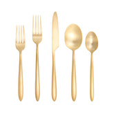 Fortessa Velo Brushed Gold Plated, 18/10 Stainless Steel, Satin Finish, 5pc Place Setting