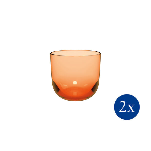 Villeroy & Boch Like Apricot Orange 9.25oz Water Tumbler Glass, Hand Wash, Set of 2