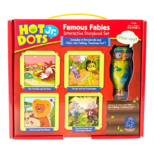 Educational Insights Hot Dots Jr. Famous Fables Interactive Storybook Set with Ollie Pen, 2 AAA Batteries Required