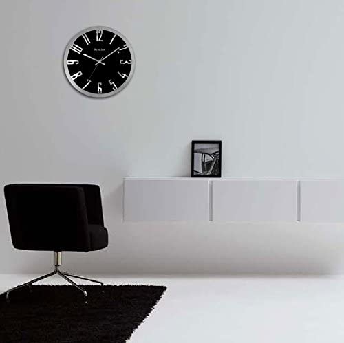 Westclox - Modern 12" Round 3D Number Analog Wall Clock, Metallic/Silver