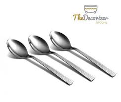 The Decorizer Dessert Dip Spoons, 3 Pack, Hammered Silver