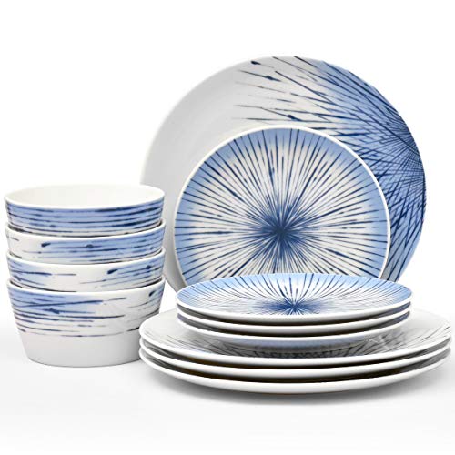 Noritake Hanabi 12-Piece Fine Porcelain Dinnerware Set, Service for 4
