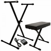 On Stage Keyboard Stand and Bench Pack with Keyboard Sustain Pedal
