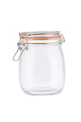Tablecraft Resealable Canister with Clip-Top Lid, Clear Glass Jar, 25 ounce (MASON, BALL JAR)