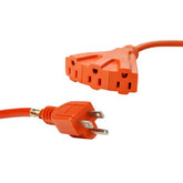 Sunlite 04180-SU Heavy Duty 25 Feet, Three Prong, Three Outlet Extension Cord, 16/3 Gauge, 13 Amp, Orange, 25'(16/3)