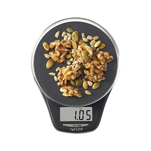 Taylor Precision Products 4.4lb Precision Digital Kitchen Scale with Weighing Tray, 4.4 pound capacity, Black