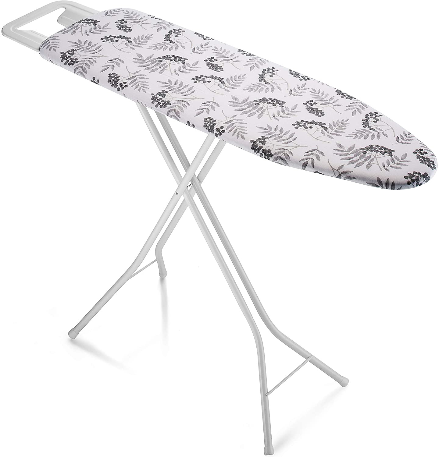 Bartnelli - 29"x36" Ironing Board With Adjustable Height, Iron Rest, 3 Layer Cover Pad, Grey & Floral