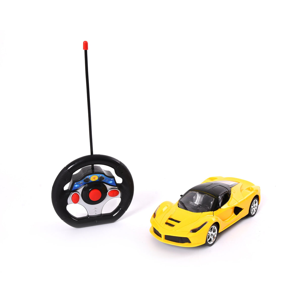 Wonderplay 1:18 Scale Remote Control Sports Car, Headlights, Opening Doors, Red/Yellow
