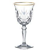 Lorren Home Trends LG3000 7.5 Oz Siena Collection Crystal Wine Water Goblets Glass with Gold Band Design, Set of 4 (3.25" x 3.25" x 7.75")