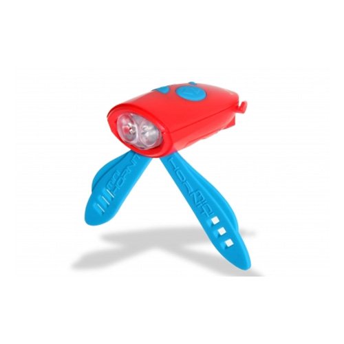 Mini Hornit Bicycle Bike & Scooter Horn and Light, Red/Blue - Requires 2 AAA batteries - included
