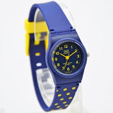 Q&Q Watch, Blue Face with Yellow Numbers