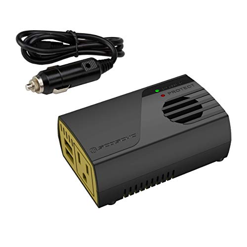 Scosche 150W Power Inverter for Mobile Devices with AC Outlet, USB Ports and Car Adapter