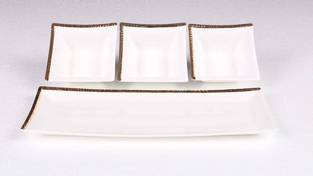 Joseph Sedgh Collection Bone China Modern 3 Sectional Tray - Gold Encrusted 51937