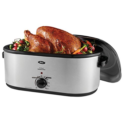 Oster CKSTRS23-SB-D 22QT Roaster Oven Crockpot Slow Cooker with Self-Basting Lid and Defrost Setting, Stainless Steel CROCKPOT