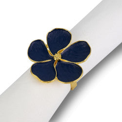 Brilliant Daisy Gold Rimmed Napkin Rings, Set of 4 - Assorted Colors