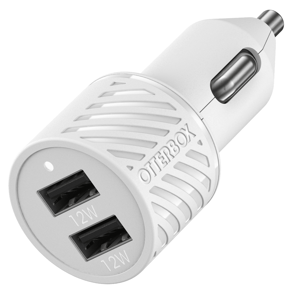 OtterBox - Premium Dual USB A Port Car Charger 24W - White
