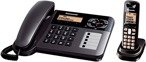 Panasonic KX-TG6458BX 220V 1 Corded and 1 Cordless Handsets Telephone, Black - Caller ID; Answering Machine; Hands free speakerphone - Comes with UK plug; Works in USA with: 800768606342, works in Israel with 645964976949 INTVOLT