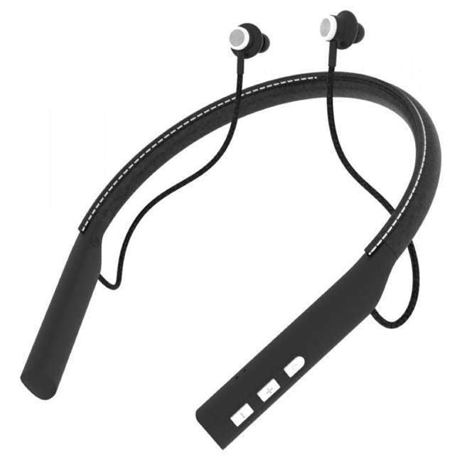 Impecca EBN-500BT Bluetooth 5.0 Leather Neckband Earbuds, Magnetic Earbuds, Mic, Remote