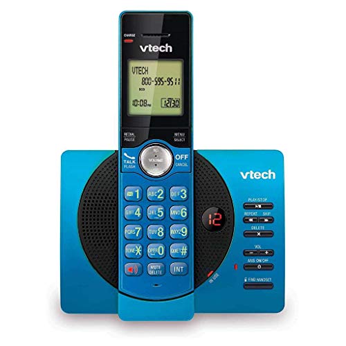 VTech Cordless Telephone CS6929-18 DECT 6.0 Expandable with Answering System and Caller ID, Blue/Black, Wall Mountable