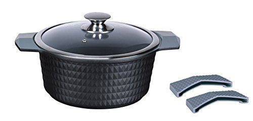 Danico Imperial 12.5 Qt ceramic Non-Stick Cookware W/Glass Lid, Large, Black