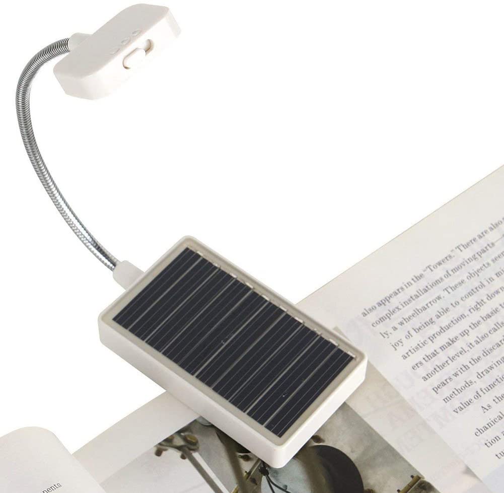 The Solar Book Light- Clip on USB/Solar Rechargeable Flexible LED Book Light, Blue