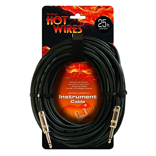 On-Stage Hot Wires 1/4" Guitar Instrument Cable, 25 Feet