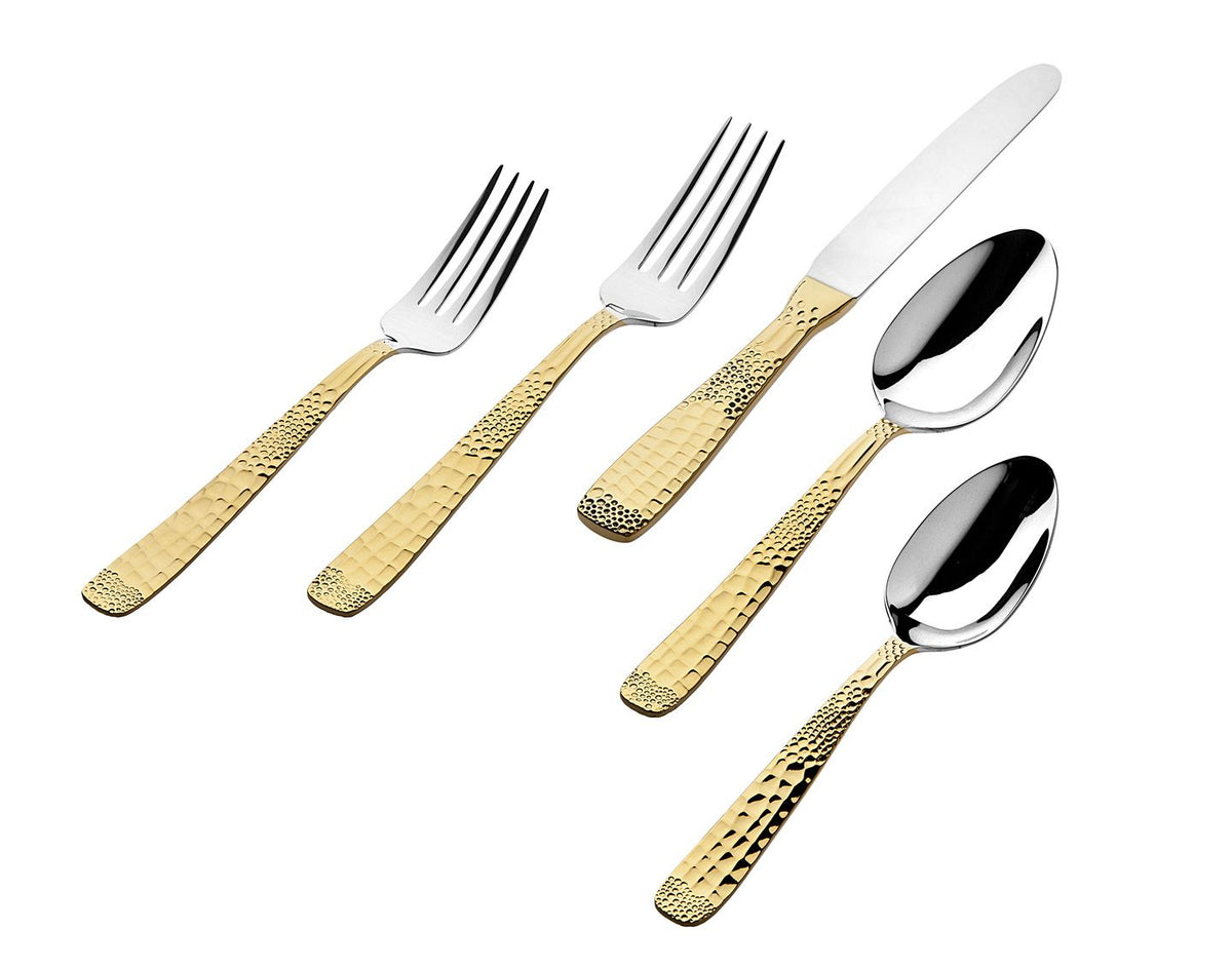 Godinger Silver Art 84262 20 Piece 18/10 Stainless Steel Flatware Set, Donatella Gold PVD - Service for 4
