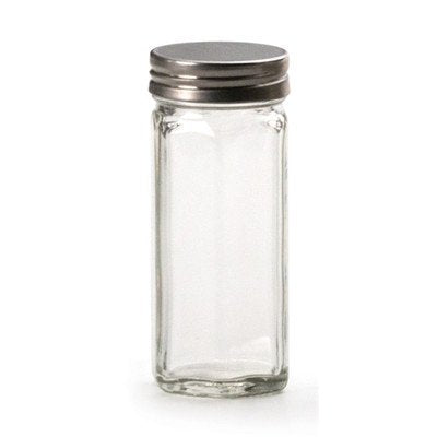 RSVP International Glass Hexagonal Spice Bottle Salt Shaker, Clear