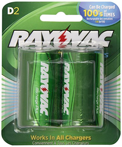 Rayovac Recharge PLUS High-Capacity Rechargeable 3000 mAh NiMH D Cell Pre-Charged Batteries, 2 Pack BATTRECHARGE BATTD2PK