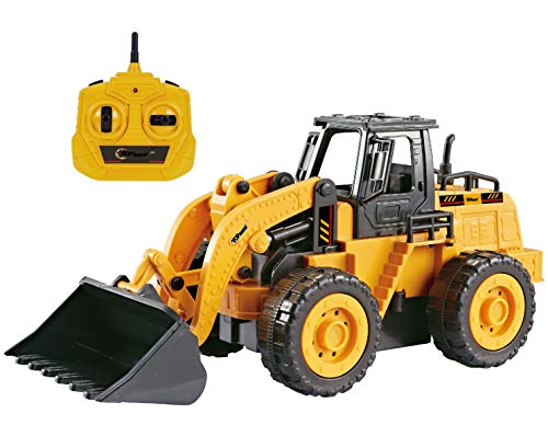 Top Race 5 Channel Fully Functional Remote Control Construction Truck Kids Size Designed for Small Hands (Front Loader) Bulldozer