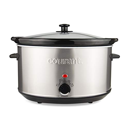 Courant Oval Slow Cooker Crock,8.5 Qt with Easy Options 8.5 Quart Dishwasher Safe Pot, Stainless Steel CROCKPOT